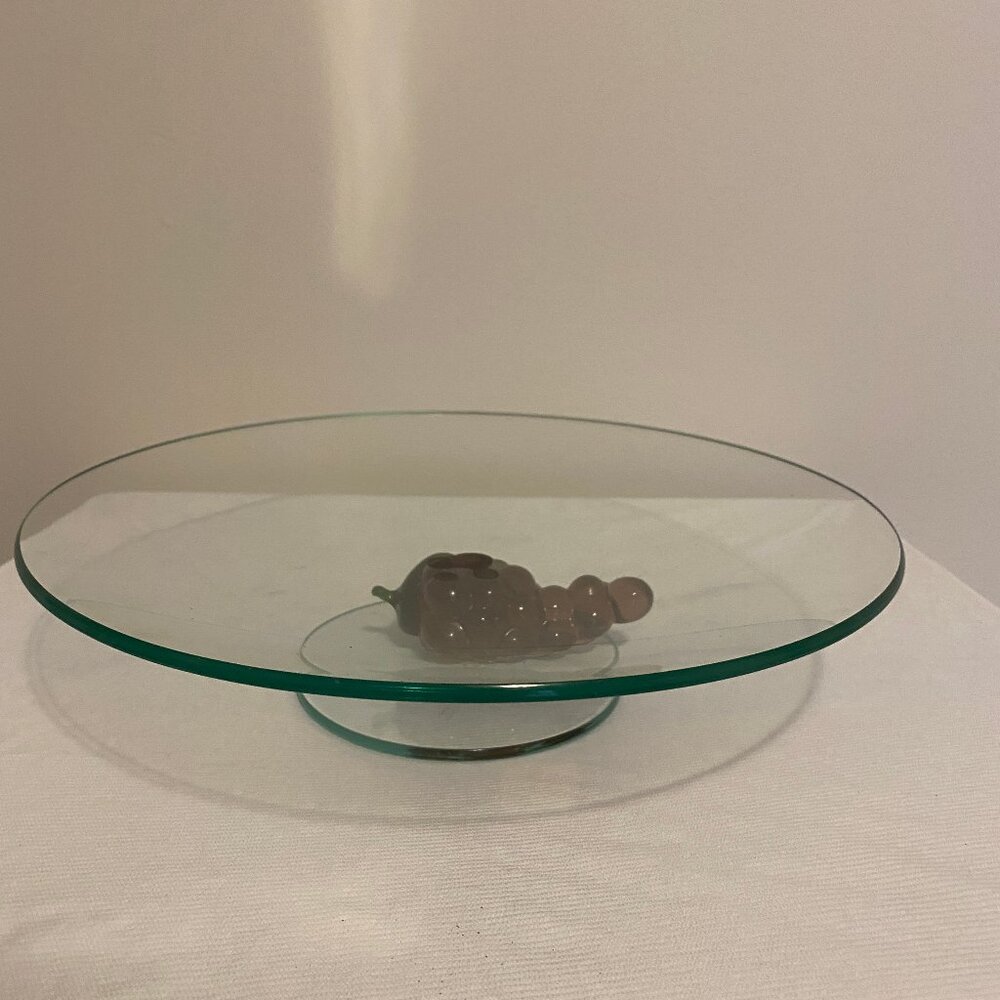 Bowring Glass Cake/Dessert Plate with Grapes Base 13" Diameter X 3" High